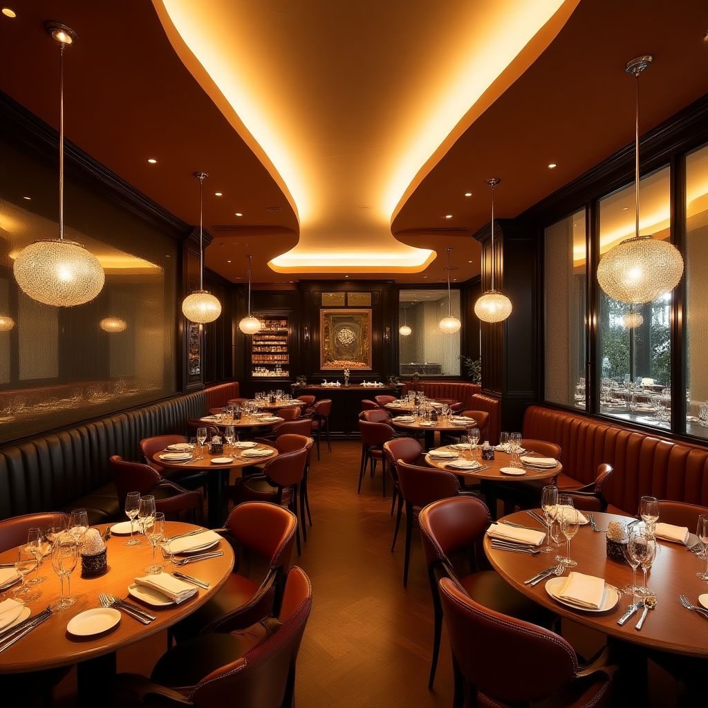 Elegantní restaurace s designovými stropy